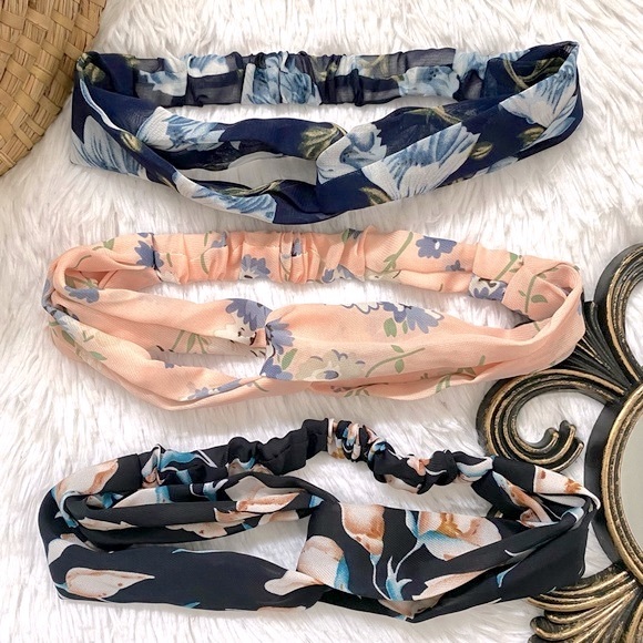 Set of 3 Floral Twist Headbands Boho Hair Bands - Picture 1 of 2